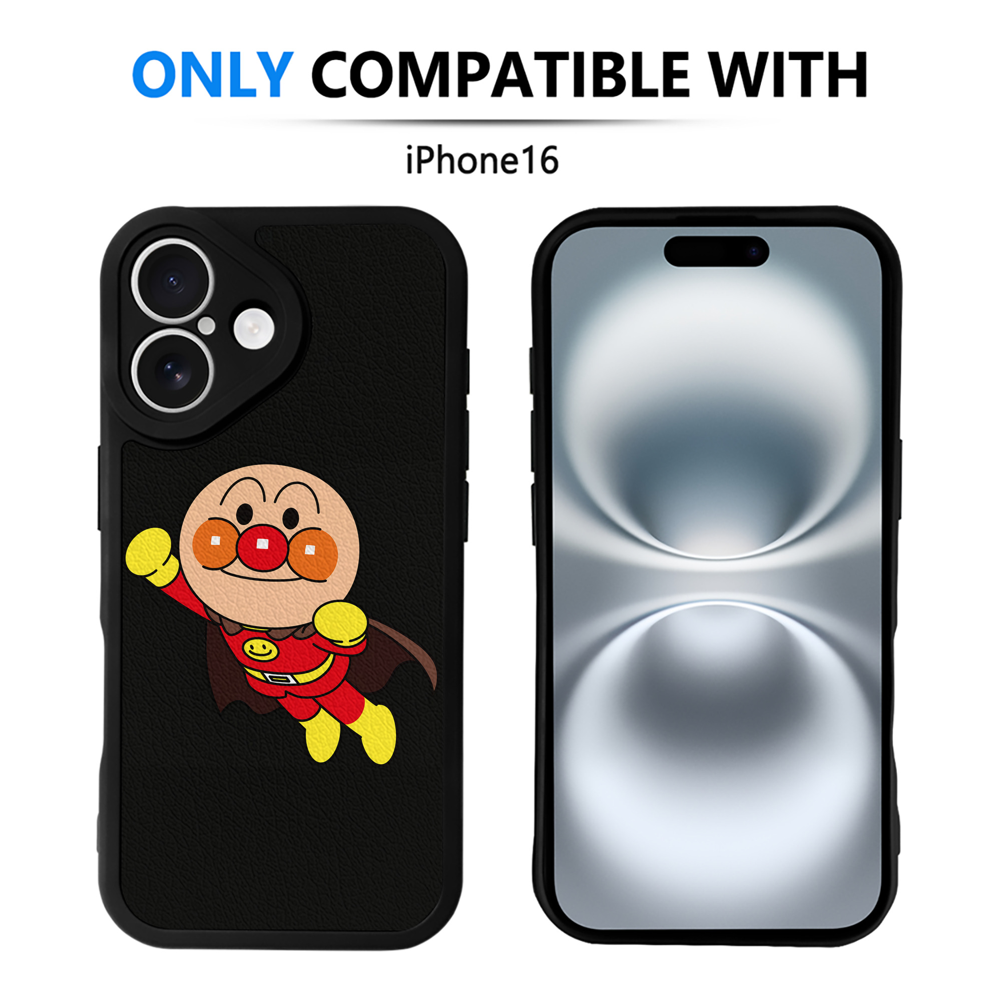 （画像用） アンパンマン Anpanman 【iPhone 16シリーズ対応】シリコンスマホケース（レザー調） 材質：シリコン